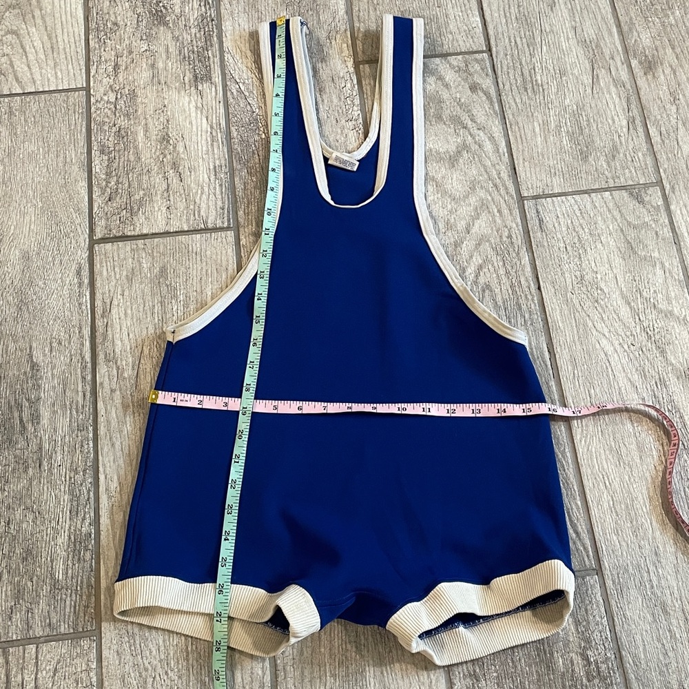 Vintage Henson Co. Blue Scoop-Back Athletic Singlet White Trim Size Medium - Picture 6 of 7